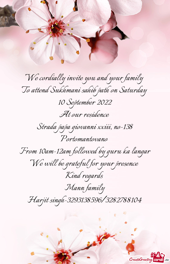 We cordially invite you and your family
