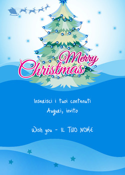 Carta blu con albero di Natale