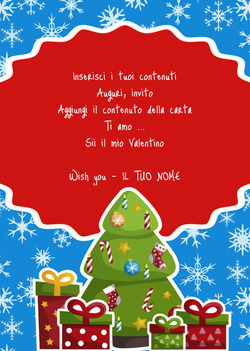Carta con albero di Natale decorato
