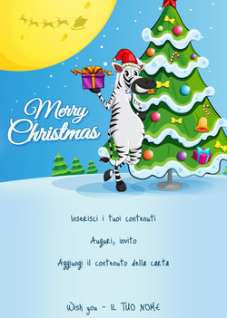 Carta con Zebra di Natale