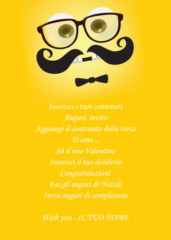 Emoji giallo con baffi e occhiali